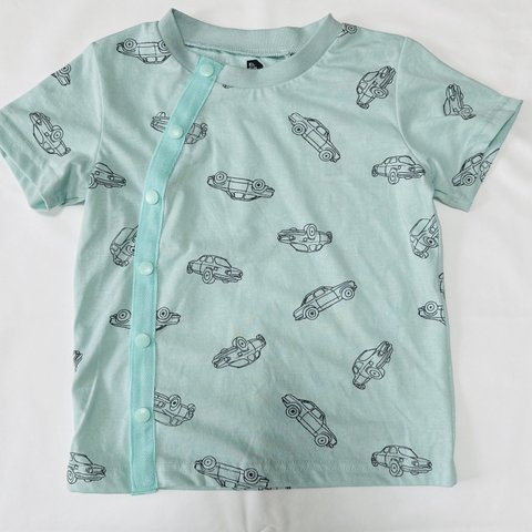 新品110cm 前開き半袖Ｔシャツ　男の子介護服　入院グッズ　医ケア