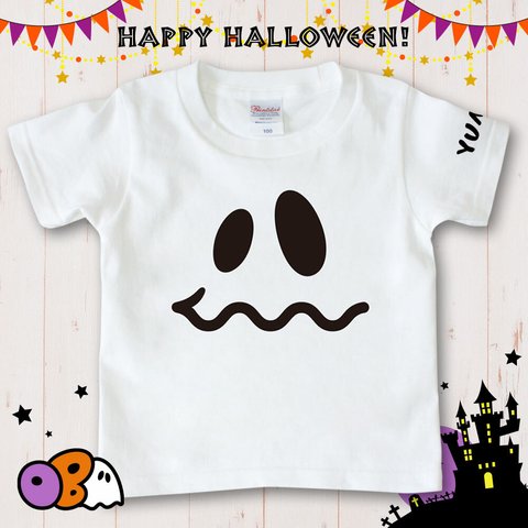 名入れTシャツ ハロウィン／おばけのOBAちゃん ビッグフェイス