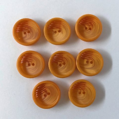 レトロ サークル ボタン オレンジ 17mm 8個セット au-085