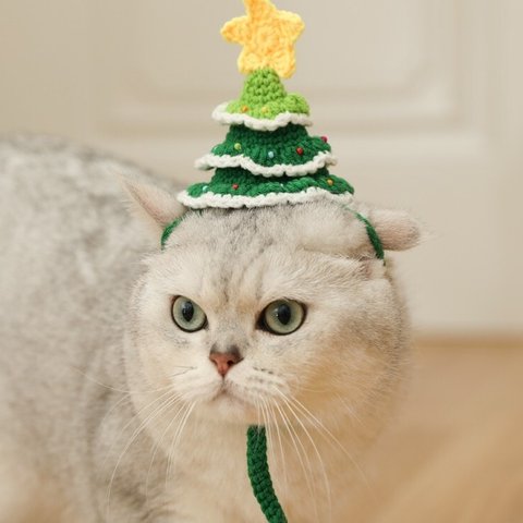 EMY's Gallery 猫帽子 犬帽子 カギ編み クリスマス　クリスマスツリー 