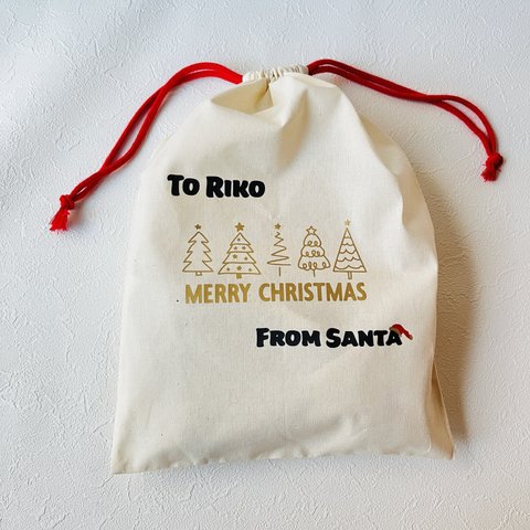 クリスマスラッピング•クリスマスツリー•クリスマスプレゼント•クリスマスギフト•サンタバック•ラッピング袋•名入れ•コットン巾着