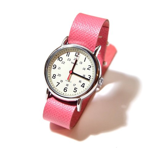 シンプルウォッチ 腕時計 革ベルトセット ピンク  TIMEX