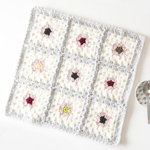 ちょい掛けサイズ[S]桜モチーフのクロシェケット Crochet blanket sakura/ クロシェ