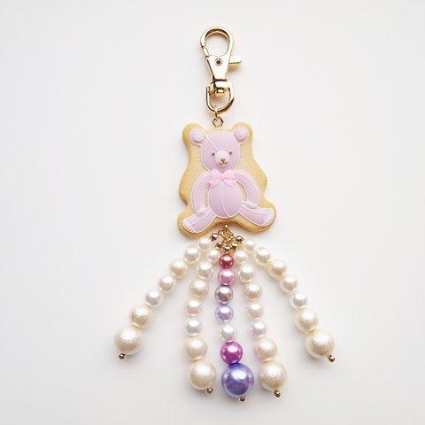 テディベア/パープル　Icing cookie Bag Charm