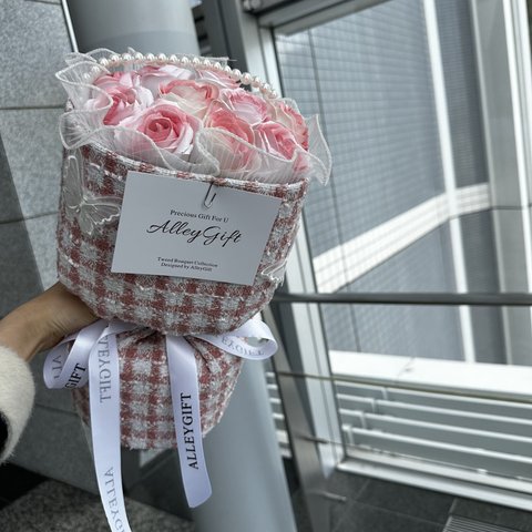 アイドル生誕祭花束　枯れない　ツイードブーケ　ワンホンブーケ・花束 ソープフラワー　ピンク | Princesse Bouquet