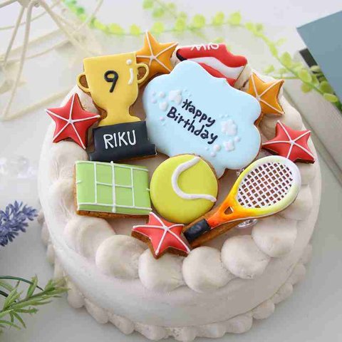 【アイシングクッキー】　テニス　ラケット　誕生日　優勝祝　部活　引退　卒業　お祝い