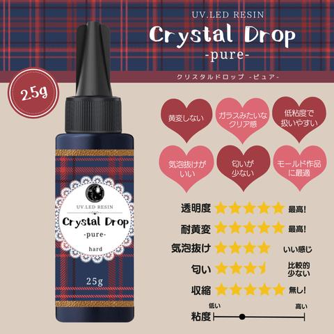 レジン液 25g  ハードタイプ CrystalDrop-pure-(クリスタルドロップ ピュア) 透明 大容量 黄変しない LED対応 初心者にも