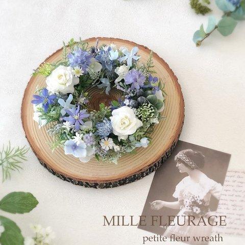 𓋜 Gift wreath［サマーブルーのフラワーリース］petite fleur wreath　アーティフィシャルフラワー𖧷 ローズ ブルースター グリーン