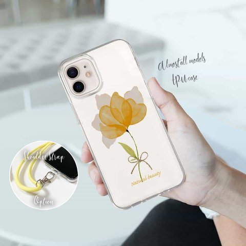 iPhone15/iPhone15 Pro/iPhone15 Plus/iPhone15 Pro Max/iPhone14/ 全機種対応☆TPUケース 花柄 "黄色の花 自然の美しさ"