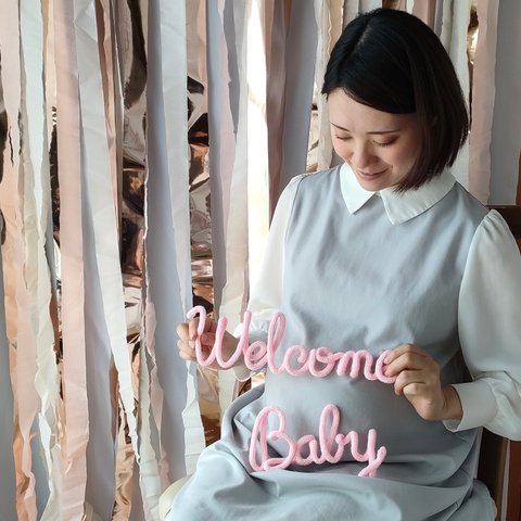 Welcome Baby　ウールレター　マタニティフォト　ニューボーンフォト