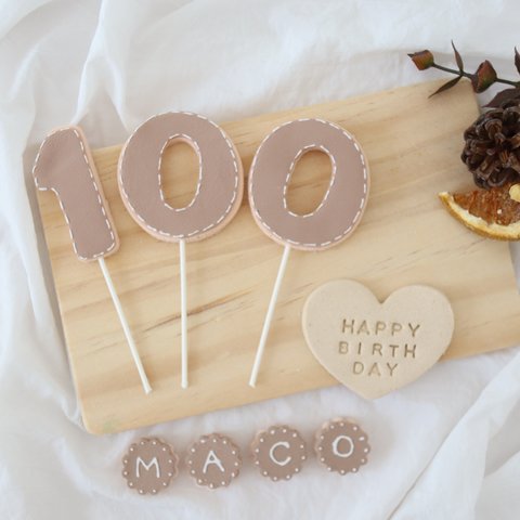 人気商品☆100日　1歳　誕生日　バースデークレイケーキトッパー　ケーキトッパー