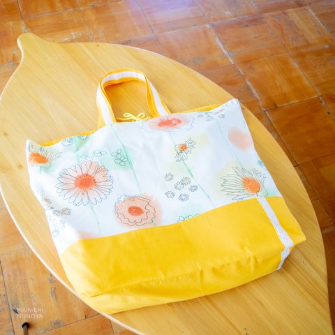 爽やかな花柄の布団袋(お昼寝布団バッグ)