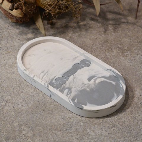 accessory tray《032》large oval white gray