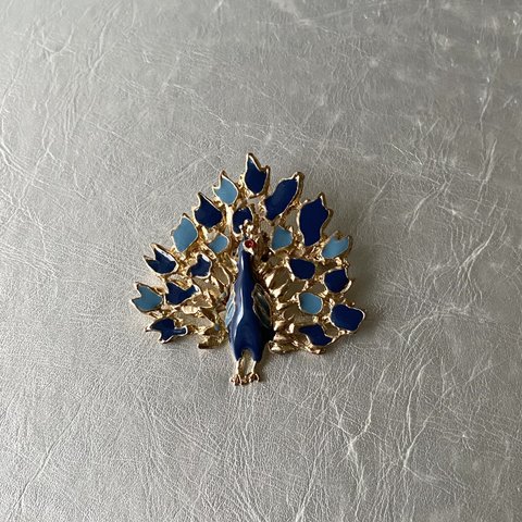 Vintage 80s retro blue enamel peacock brooch レトロ ヴィンテージ アクセサリー ブルー エナメル 孔雀 ブローチ