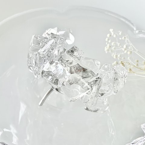 unmelted ice ポニーフック (水晶, 金具 シルバーカラー) 〈受注製作〉