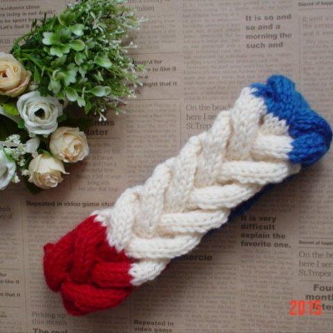 Tricolor色の”Braided Headband”（fishbonetype）