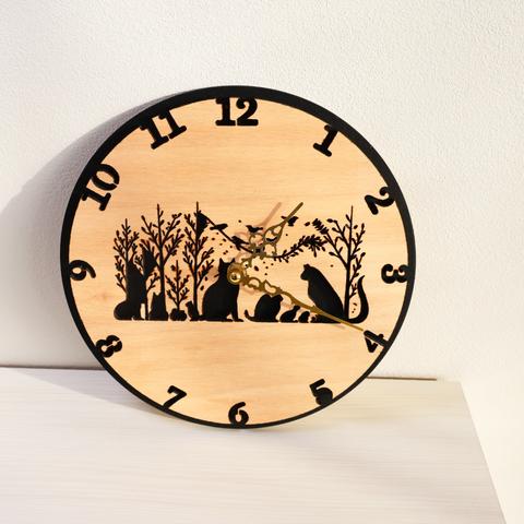 【4/21まで限定価格】月夜の景色　掛け時計　木製　静音時計　スイープ式時計