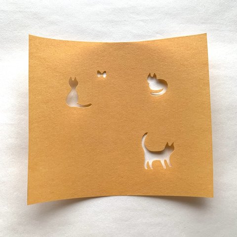 ステンシル型紙（猫と蝶）