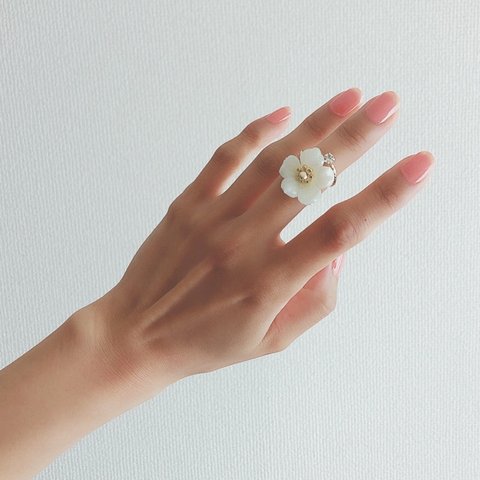 glass flower ring♡forget-me-not