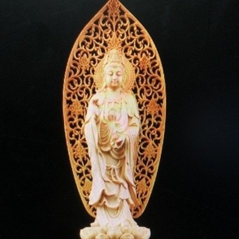 精彫 珍品 高29cm 仏教工芸品　立像 観音菩薩 極上品  風水縁起物
