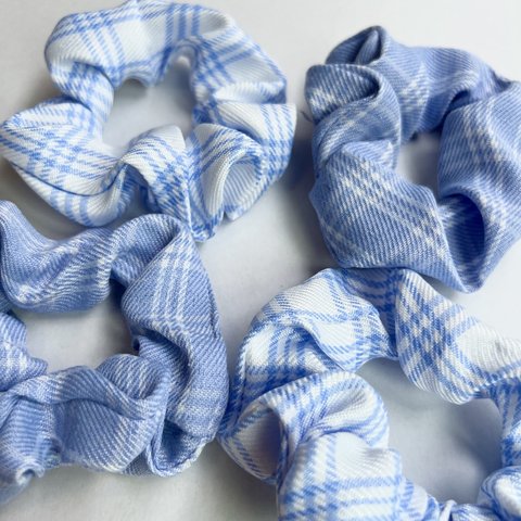 blue gingham check chouchou