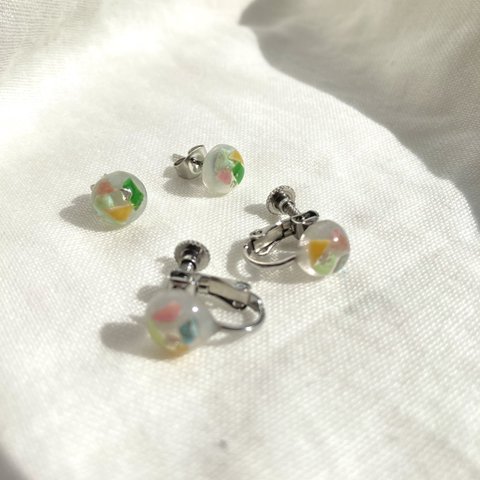 【川から海を守る】パステル mini小粒pierce/earring