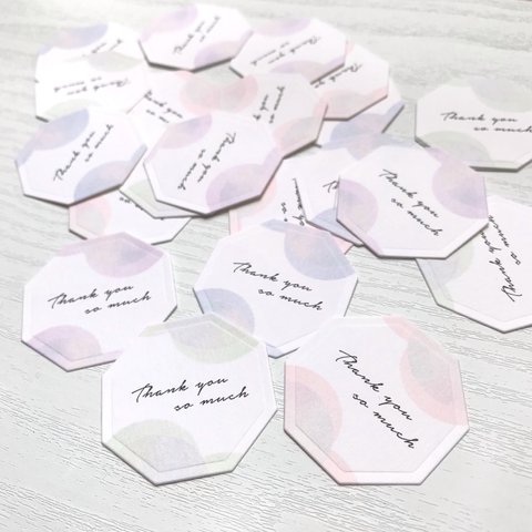 【数量限定】【32枚】ミニ サンキュータグ カード 紫陽花カラー　ハニカム　4色セット