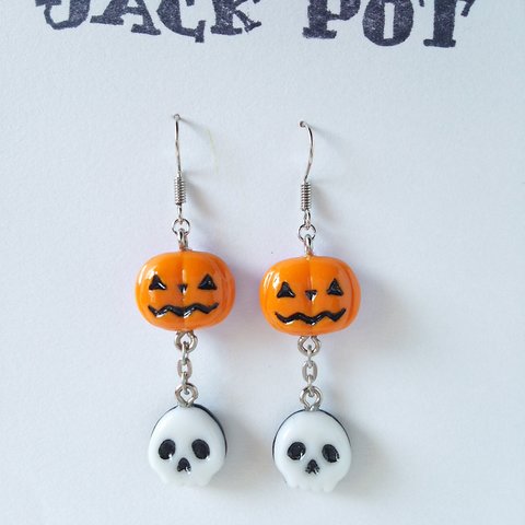 バイカラーフックピアス🎃ハロウィン🎃JACK★POT