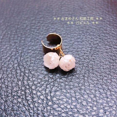 雪花＊k16gf イヤーカフ＊和紙の透明感＊花＊和紙アクセサリー 受注制作 結婚式 成人式 和風 すずらん