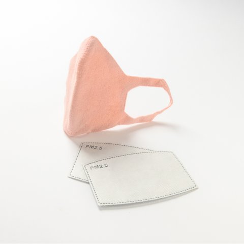 和紙3D立体ニットマスク（PM2.5シート2枚付き）コーラルピンク Ⅼサイズ