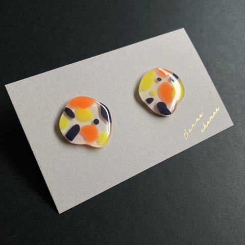 palette  ピアス　オレンジ×イエロー×ネイビー