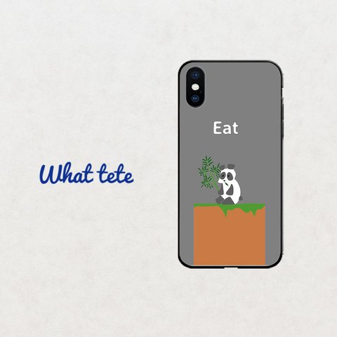 【monotone】Eat パンダ@グレー　スマホケース　iphone android ほぼ全機種対応