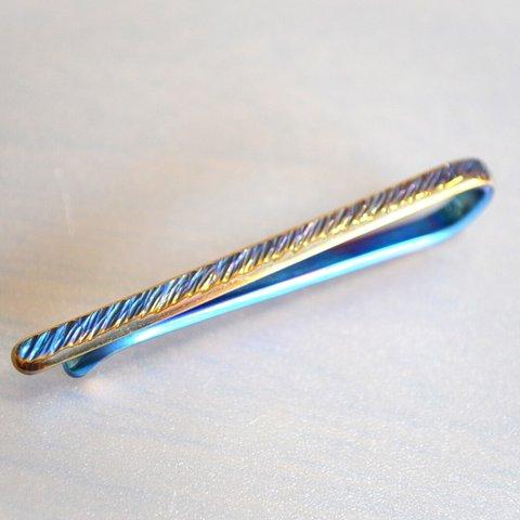 Titanium tie bar・鍛造純チタンネクタイピン・鎚目できらきら惑わせる・受注生産