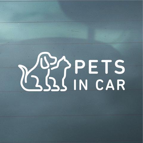 【車用】PETS IN CAR カッティングステッカー │ 犬と猫のアイコン　車用