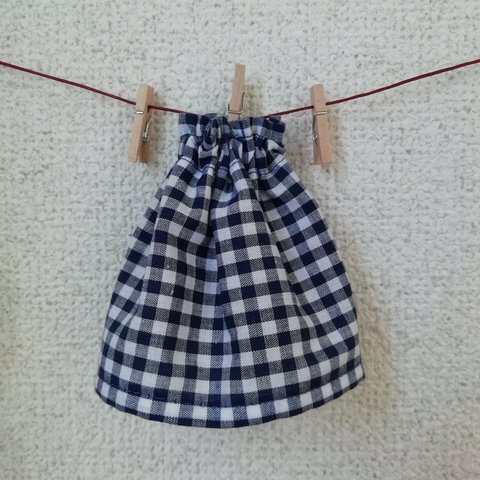20cmドール用　スカート（紺×チェック2）