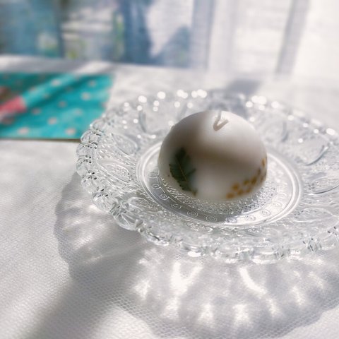 【選べる香り】ドーム型 ミモザボタニカルキャンドル♪