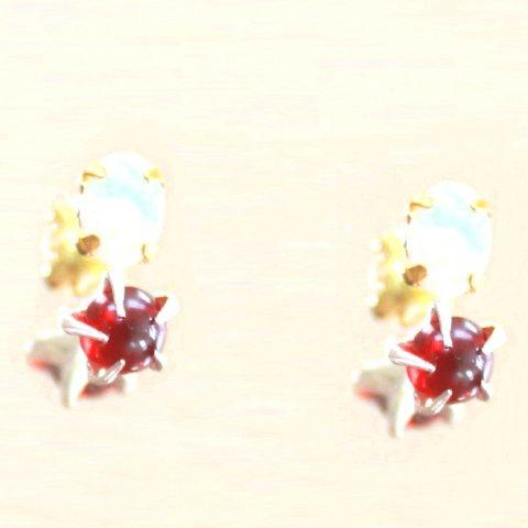 - kouyou no aki - Opal & Garnet Earrings