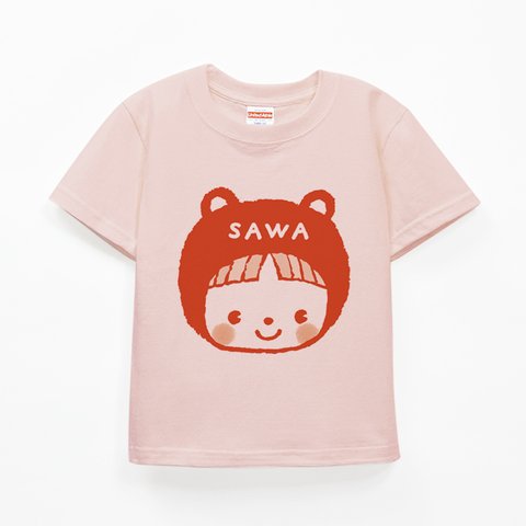 名前が入れられるＴシャツ（前髪ぱっつんベアーちゃん/アプリコット）