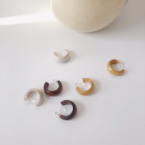 wood mini hoop earring