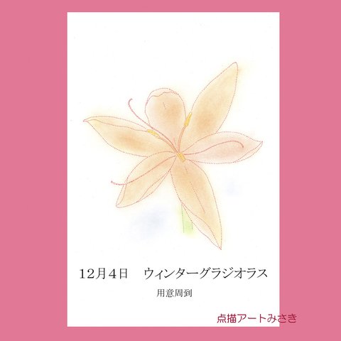 12月04日誕生花カード（花言葉つき）点描画