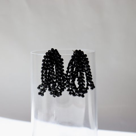 row earring/ピアス イヤリング black（艶あり）