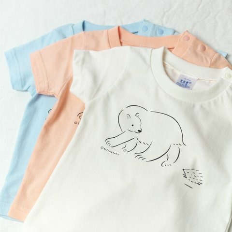 シロクマとハリネズミ HYGGELIG × satonekoto アウトドア キャンプ キッズTシャツ H302