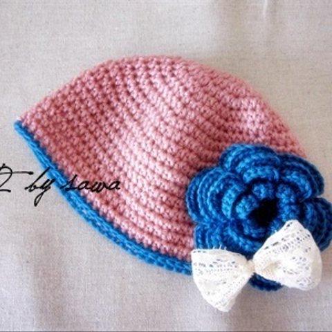 *お花のベビーニット帽*ピンク