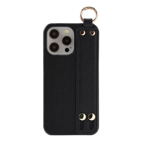 あなたのiPhone15を格上げする本牛革製のカバー 高級 iPhone15 ProMax 本牛革 カバー ケース ベルト ストラップ ブラック 個性的 シンプル