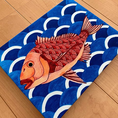 鯛 / 手描きアートパネル