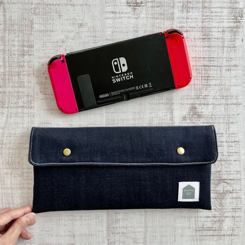 選べるタグ　誰でもswitchポーチ デニム