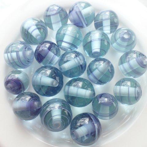 小さなガラスのマーブル玉　紫系ニュアンスカラーのとんぼ玉アソートセット20個【現品】