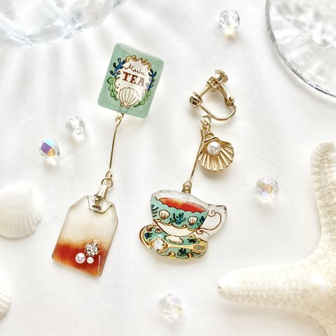 Teabag earring -Marine-｜海のティーバッグイヤリング・ピアス〔紅茶シリーズ〕