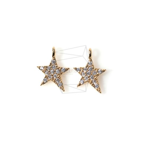 PDT-1000-G【2個入り】CZスターペンダント,CZ Star Pendant/10mm x 9mm