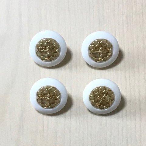 ANTIQUE WHITE GOLD BUTTON CABOCHONS PARTS